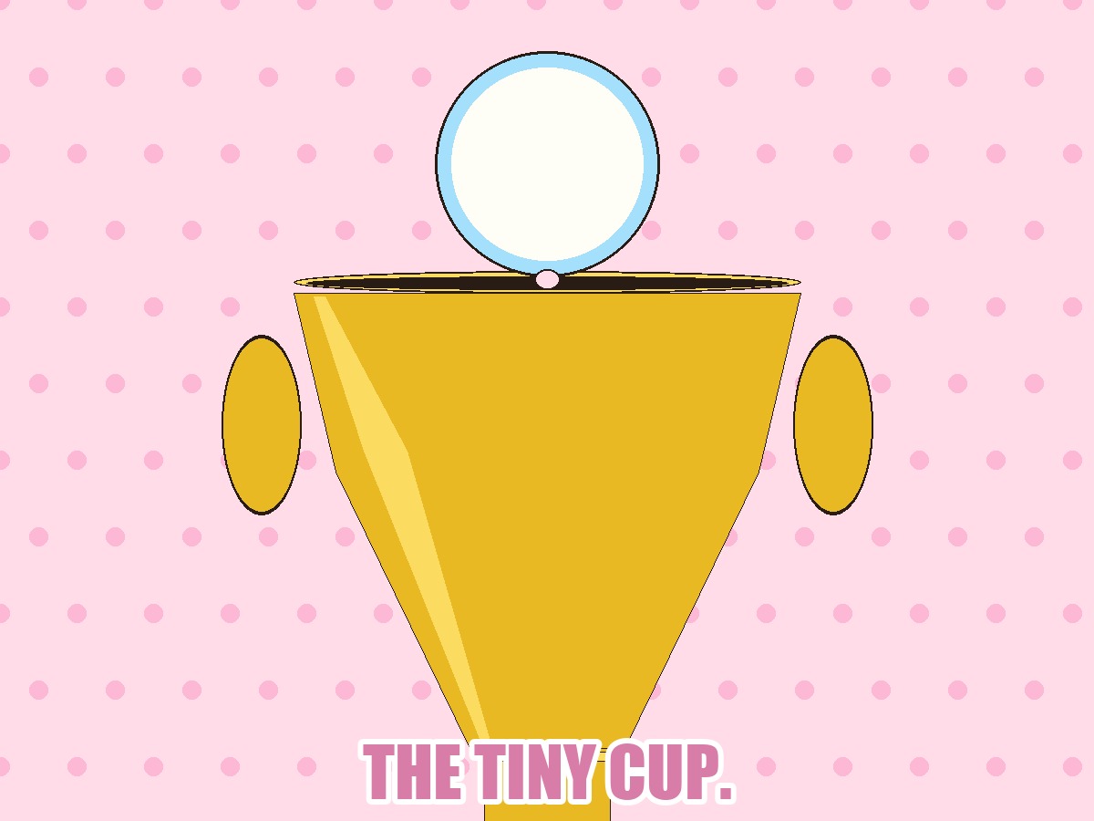The tiny cup — a baby trophy with a pacifier on top